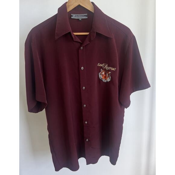 RARE Daniali USA Mens Medium Tiger Collared Short Sleeve Button Down Shirt - Picture 1 of 8